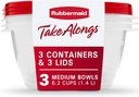 Rubbermaid TakeAlongs Serving Bowl Food Storage Containers, 6.2 Cup, Tint Chili, 3 Count ,Chili Red