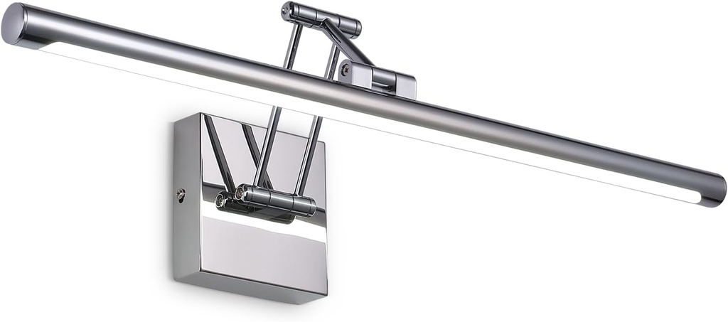 Chrome Bathroom Vanity Light Not Dimmable 16W 24 Inch LED Lamps for Wall over Mirror Modern LED Lamp Bar Round Tube Restroom over Sink Lighting with Adjustable Swing Arm Vanity Wall Sconces