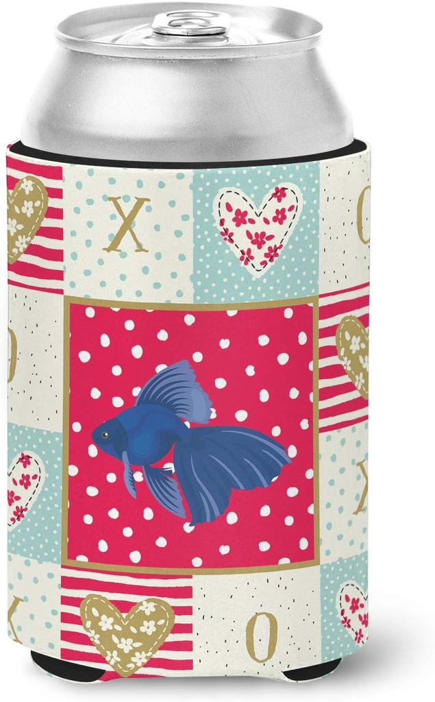 Caroline's Treasures CK5481CC Veiltail Goldfish Love Can or Bottle Hugger, Red Cooler Washable Drink Sleeve Collapsible Beverage Insulated Holder, Can Hugger, Multicolor