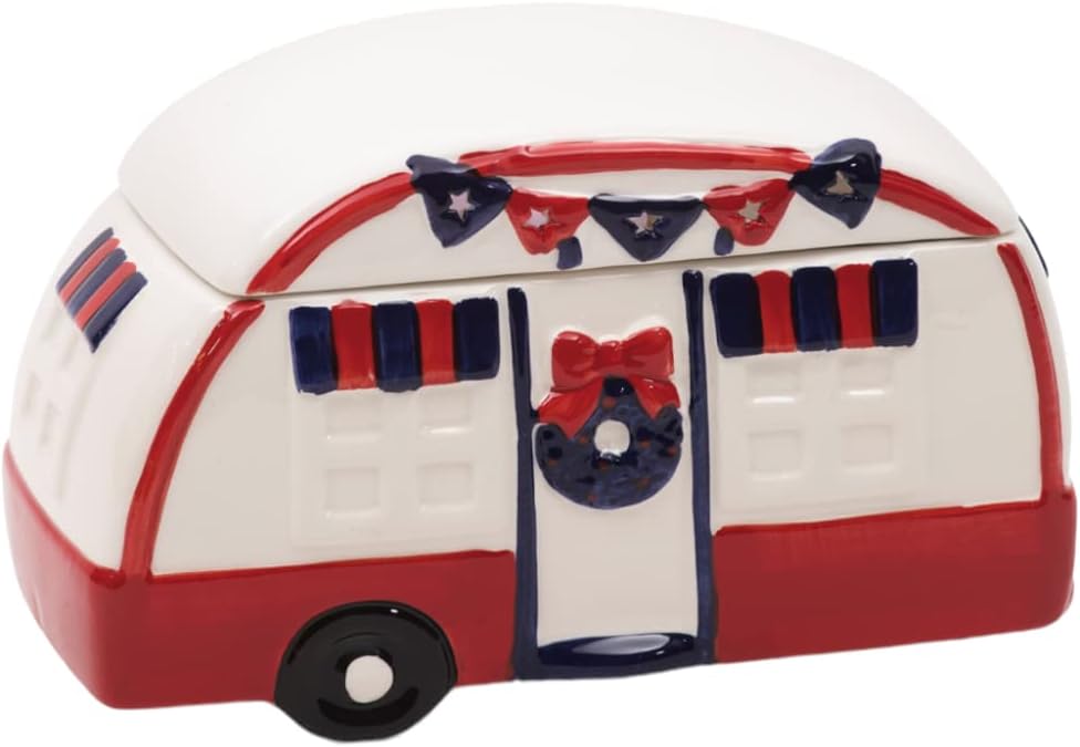 Led Patriotic Camper Cookie Jar