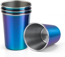12 oz Stainless Steel Cups 4 Pack, Stackable Metal Drinking Glasses, Unbreakable & Shatterproof Mini Tumblers, BPA Free for Home, Bar, Restaurant, Party, Travel, Camping, Outdoors