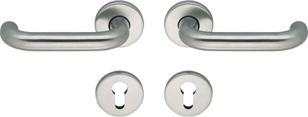 ECO D110/R Handle Set with Rosettes PZ for Escape Doors Door Thickness 40-66 mm Aluminium Silver Anodised