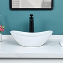 Davivy 16.5'' X 11.0'' White Oval Vessel Sink with Pop Up Drain,Small Oval Bathroom Vessel Sinks,White Ceramic Bathroom Sinks Above Counter,Boat Shape Oval Vessel Sink for Bathroom