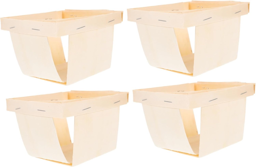 Cabilock 4pcs Wooden Fruit Basket Berry Vegetable Basket Kitchen Countertop Storage Desktop Organizing Simple Storage Box