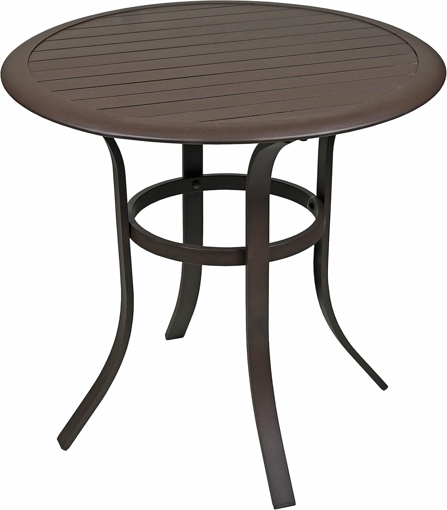 Patio Master Garden Elements Aluminum Slat Top Bistro Table – Round Espresso Outdoor Side Table, Rust-Resistant Powder-Coated Finish, Lightweight, 30”