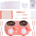 Double Pot Candy Chocolate Melting Pot Electric Hot Pot Set Chocolate Melting Pot Butter Cheese Melting Furnace Pink Family Gathering Tools Chocolate Melting Pot Hot Pot Mini Candy Machine