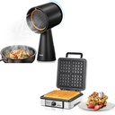 Belgian Waffle Maker 4 Slices, 1200W Square Waffle Iron & Portable Range Hood for Cooking, Desktop Range Hood with 3 Speed Exhaust Fan