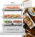 3-Layer Electric Kitchen Steamer/Detachable Food Steamer with 500*Baking Paper / 12 Hours Reserve And Anti-Dry Combustion/Folding Steamer Fast Simultaneous Cooking (40l)