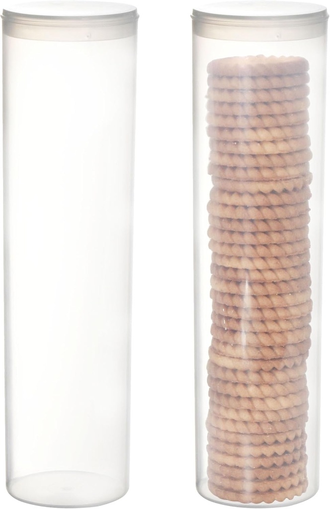 Youngever 2 Pack Plastic Cookie Containers, Cookie Jars, Cookie Cracker & Biscuit Storage Container, Food Storage Containers with Lid (Round)