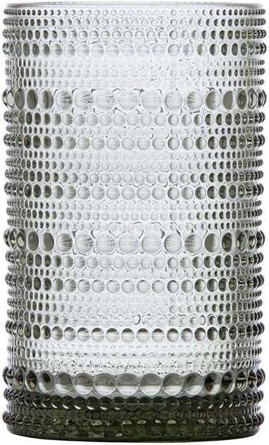 Fortessa Jupiter Beaded Hobnail Glass, 13 Ounce Iced Beverage (Set of 6), Smoke Gray
