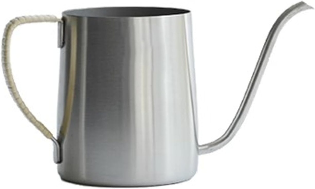 Slim Spout Stainless Steel Pour Over Coffee Kettle, Pouring-Silver