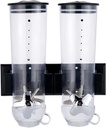 2 Pack 3L Wall Mounted Cereal Dispenser Food Dispenser Dry Food Candy Storage Container With 2 Cups Double Dry Grain Dispenser for Nuts Candy Grains ABS New (Black)