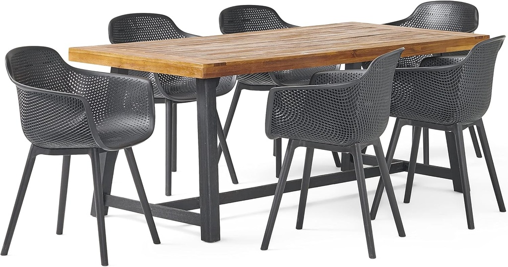 Christopher Knight Home Catalopa Outdoor Dining Sets, Black + Sandblast Black