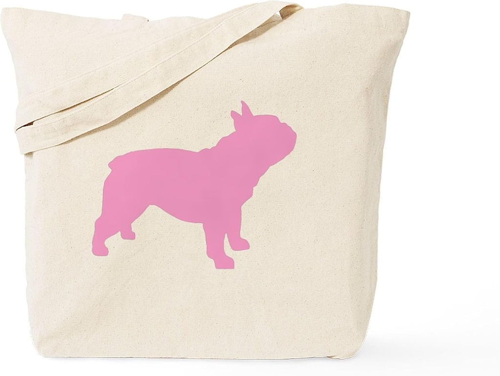 CafePress Pink French Bulldog Tote Bag Reusable Natural Beige Canvas Shopping Bag