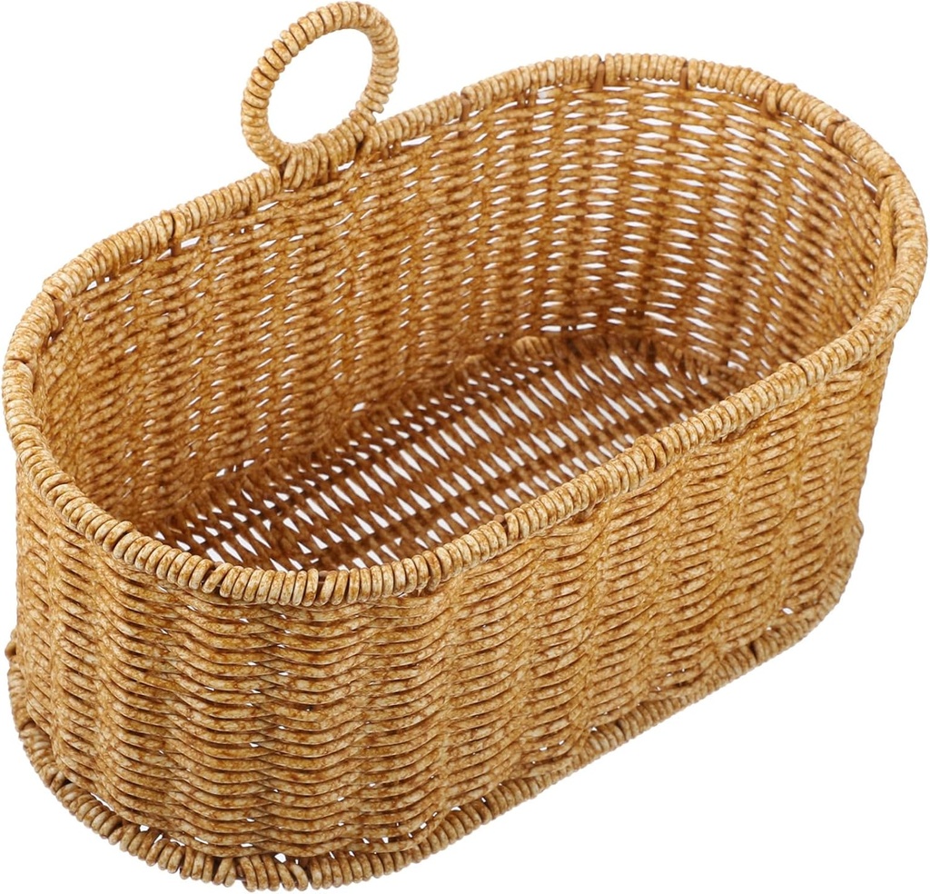 Small Woven Wall Hanging Basket Kitchen Storage Holder Garlic Basket Wall for Vegetable Fruit