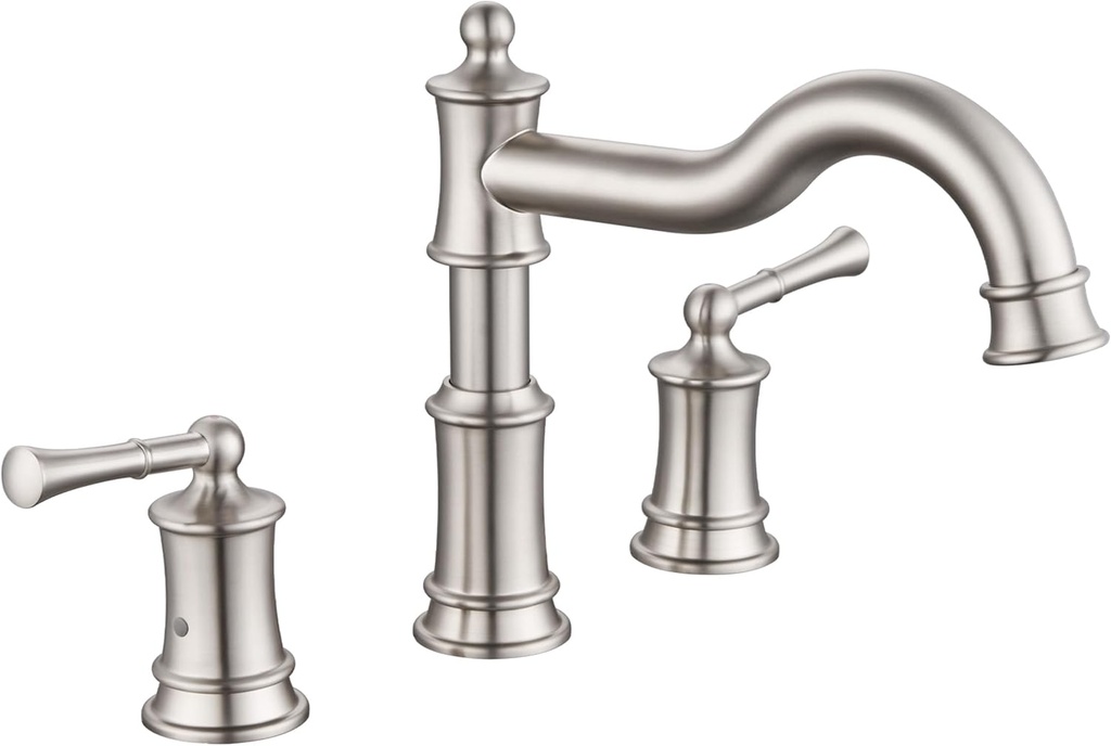 Roman Tub Faucet Classic Widespread Deck Mount Bathtub Faucet 3 Holes Brass High Flow Tub Filler, Rough in Valve Included, Brushed Nickel