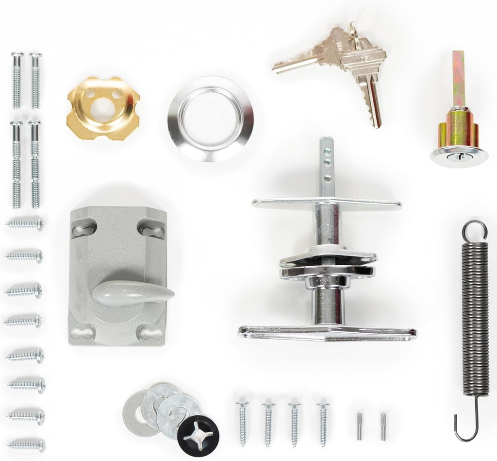 Garage Door Lock Kit, T Handle Lock Cylinder with Key, Garage Door Opener, Garage Replacement Parts
