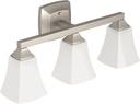 Moen Voss Brushed Nickel 3-Light Dual-Mount Bathroom Vanity Fixture with Frosted Glass, Bath Lighting Above Sink, YB5163BN