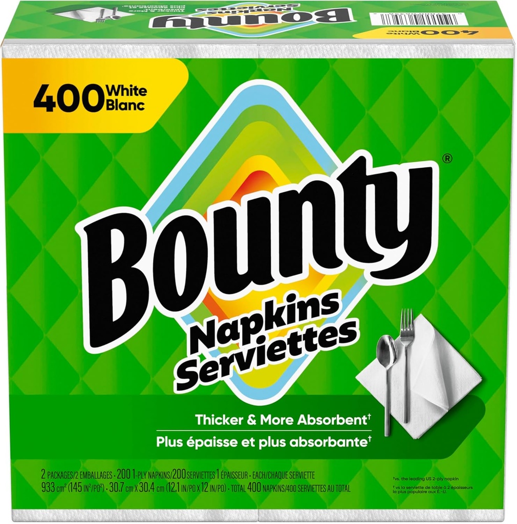 Bounty Paper Napkins, White, 400 Count