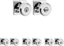 Kwikset Maven Entry Door Knob with Lock and Key, Secure Keyed Handle Exterior, Square Front Entrance and Bedroom, Polished Chrome, Pick Resistant SmartKey Rekey Security and Microban (Pack of 4)