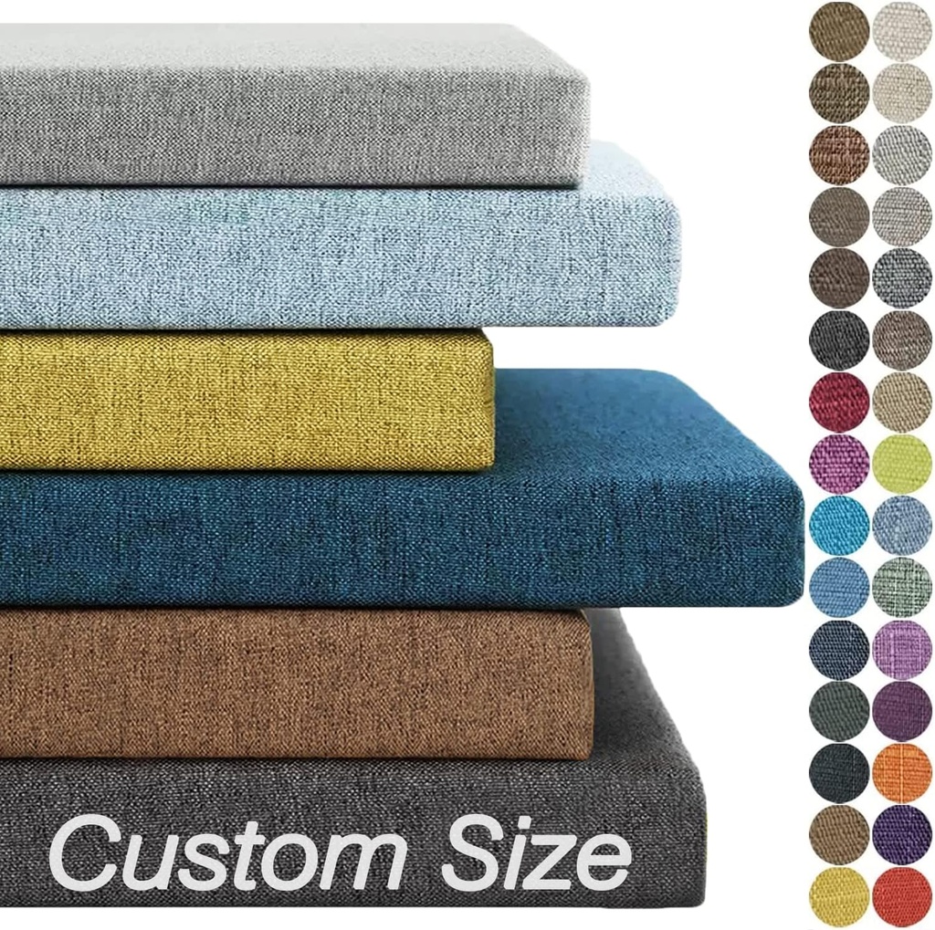 Custom Size Bench Cushions for Indoor/Outdoor Use, Ideal for Window Seat, Bay Window, Piano Bench & Patio Furniture Waterproof, Fade-Resistant, High-Density 75D Sponge, Non-slip, Removable Cover