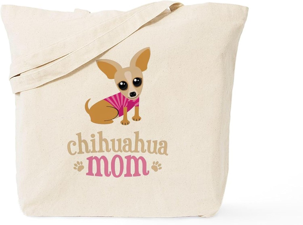 CafePress Chihuahua Mom Tote Bag Reusable Natural Beige Canvas Shopping Bag