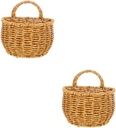 2pcs Hand Woven Hanging Storage Basket Imitation Rattan Wall Organizer for Home and Kitchen Stylish Decor for Dorm Office and Restaurant Space Saving Multi Purpose Holder