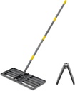 Lawn Leveling Rake, Heavy Duty 30"x10" Foldable Leveler Plate, 5FT Adjustable Stainless Steel Leveling Rake, Reinforced Welds Level rake for Soil, Dirt, Ground, Yard, Top Dressing, Landscaping