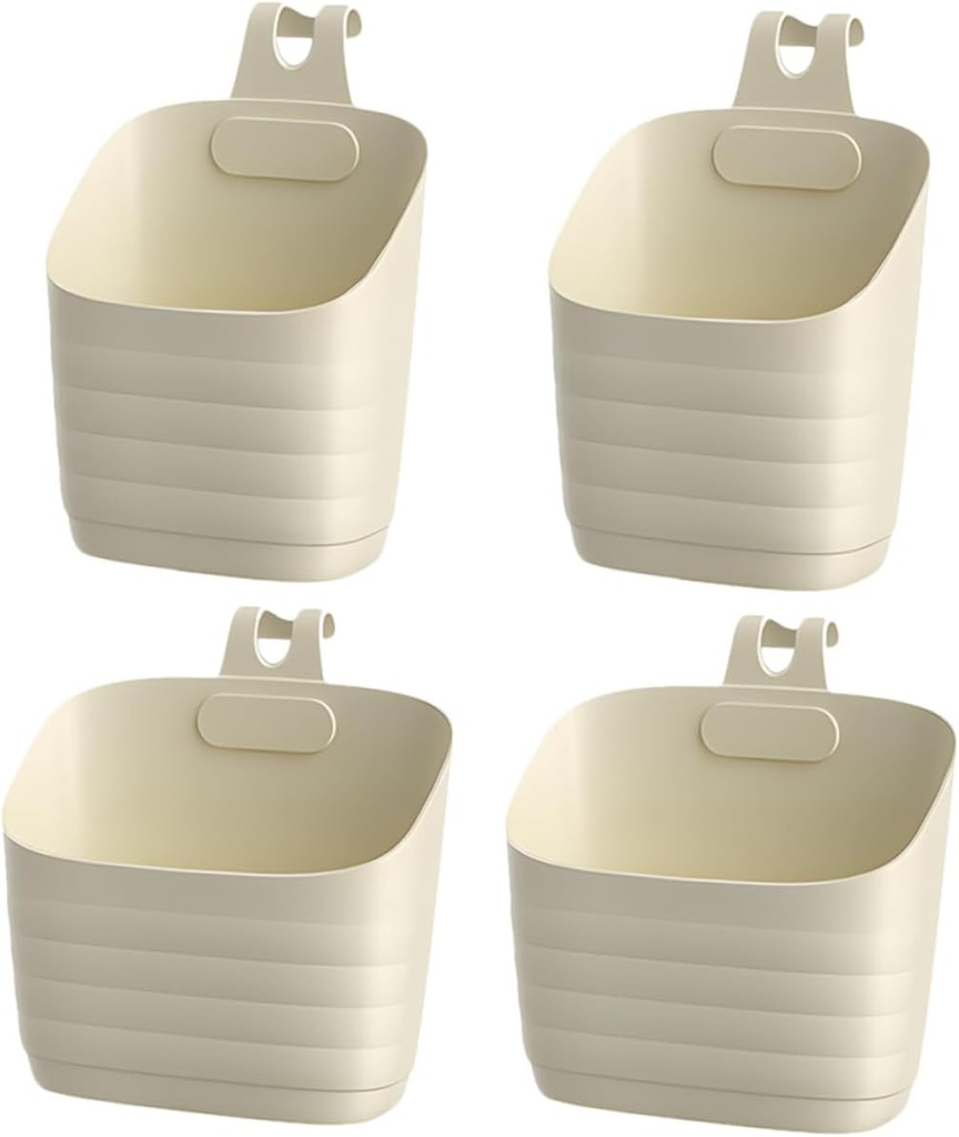 4pcs Stackable Woven Wall Baskets for Kitchen and Bathroom Dual-sided Hanging Storage Baskets Cream White Large Small Maximize Vertical for Easy Organization