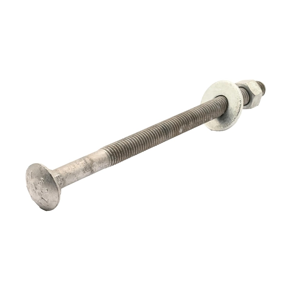 1/2"-13 x 6-1/2" (25 Sets) Hot Dipped Galvanized Carriage Bolt Kit for Exterior Use Includes USS Flat Washers (25 pcs) and Hex Nuts (25 pcs), Commercial Grade 307A, 6" of Thread - by Fastener Depot