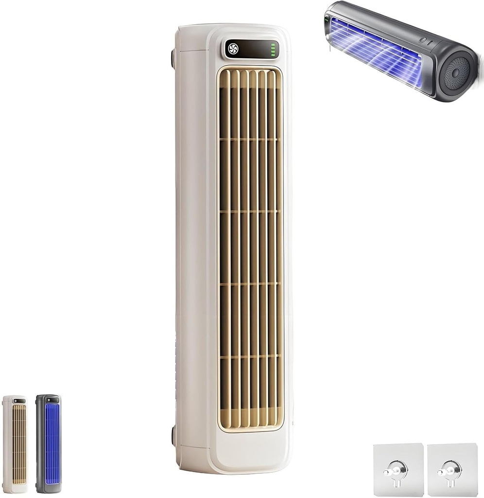 Brizac Air Conditioner, Glosrity Cooling Ace, USB Rechargeable Portable Air Conditioner Cooling Fan Quiet, 3 Speeds Adjustable, Bladeless Vertical Circulation Silent Fan(White)