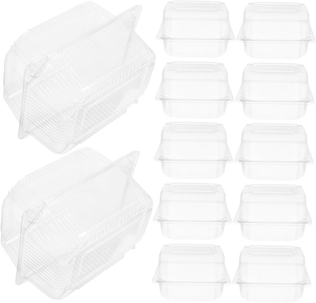 OUNONA 50pcs Transparent Cake Storage Boxes Lids Dessert Containers for Fresh and Moist Pastry Display at Events and Celebrations