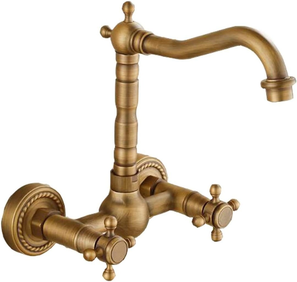 Faucet All Copper Antique Antique Kitchen Faucet Hot and Cold Washing Wall Type Swivel Pool European Bathtub Faucet