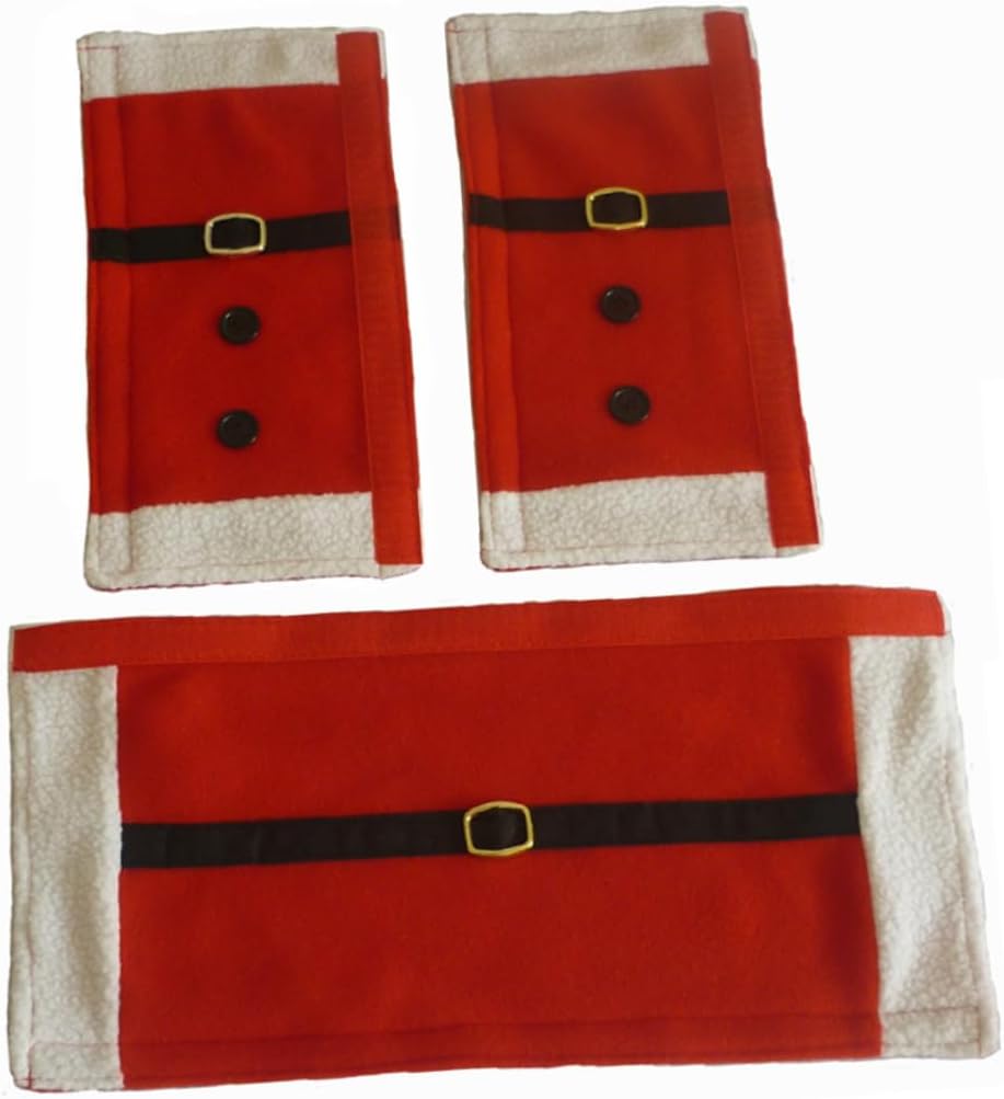 NUOBESTY 3 Pcs Christmas Refrigerator Door Handle Covers Set Belt Buckle Pattern Protective Cloth Covers for Fridge Microwave Kitchen Cabinets Washable Reusable Cold Touch Appliance