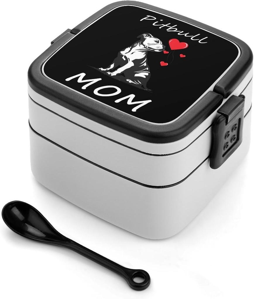 Pitbull Mom Bento Box Double Layer Lunch Box Lunch Containers with Spoon For Work Picnic