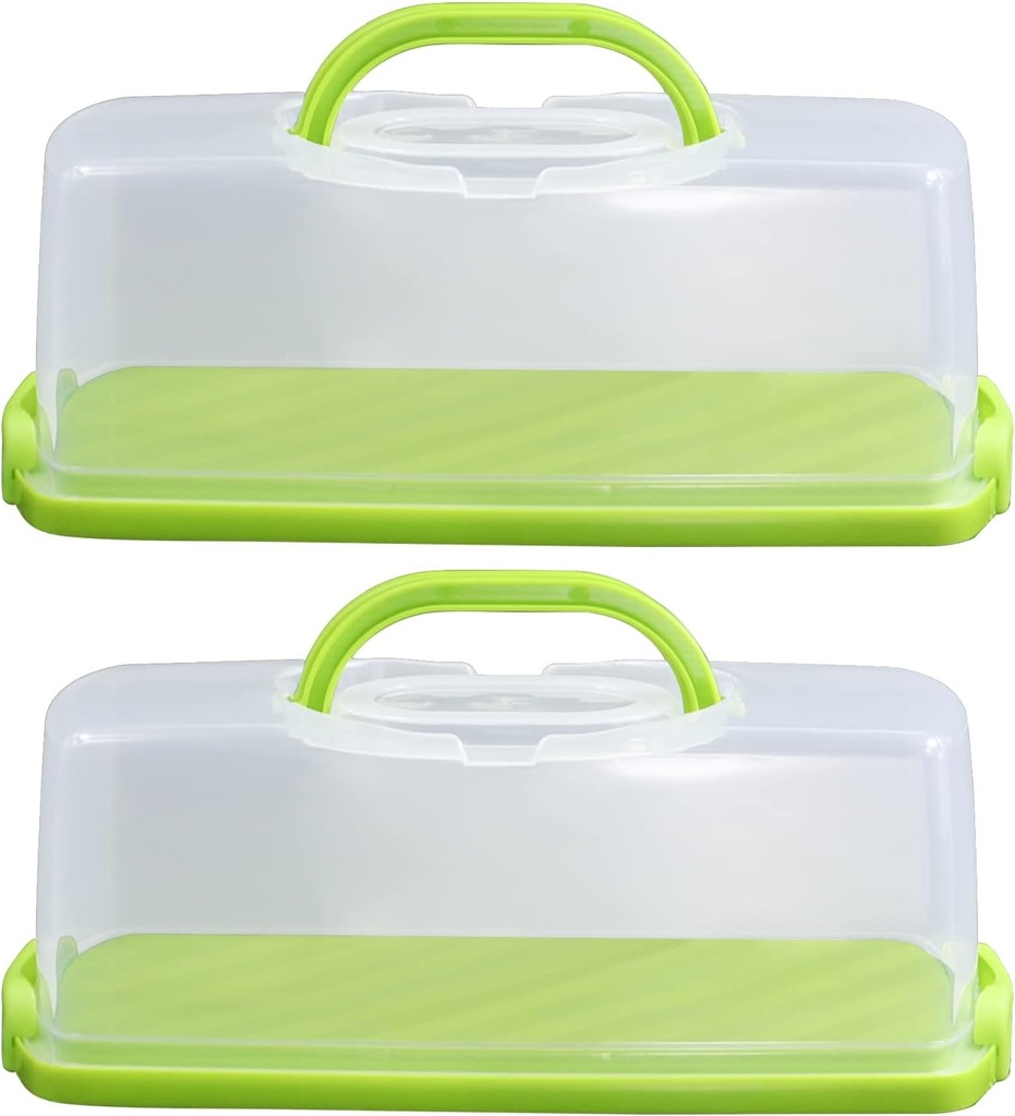 2 Pack Plastic 13 inch Rectangular Loaf Cake Storage Container,Bread Keeper for Carrying and Storing Banana Bread,Pumpkin Bread