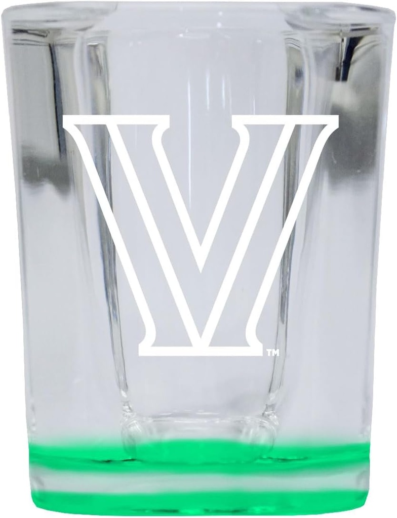 R and R Imports Villanova Wildcats 2 Ounce Engraved Shot Glass Square Green Base Officially Licensed Collegiate Product 4-Pack