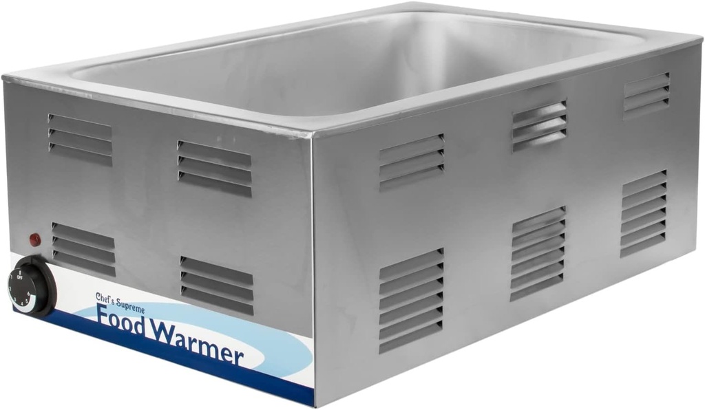 Chef’s Supreme 22x14 Commercial Full-Size Portable Steam Table Food Warmer – Electric 120V with Enchanced Ventilation and Stainless Steel Housing