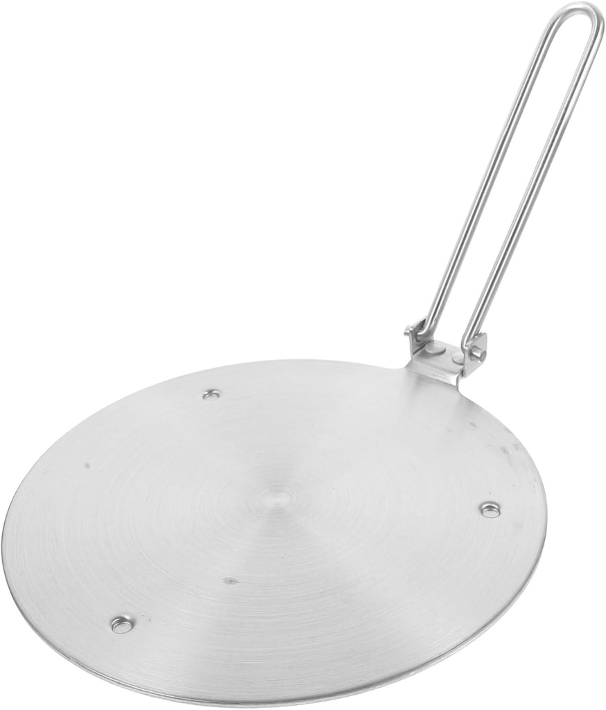 Stainless Steel Heat Diffuser Plate for Induction Cooktop Round Cooking Plate Insulating Handle Detachable Design for Heat Transfer and Cooking Efficiency