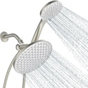 8.6 inch shower head with handheld, High Pressure handheld shower head, 6-Settings Dual Shower Heads with Hose double Showerheads Brushed Nickel