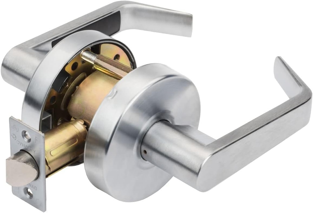 Dynasty Hardware AUG-30-26D x 2-3/8 Inch Backset Commercial Duty Passage Function Door Lever Lockset Satin Chrome Finish with 2-3/8" Backset Latch