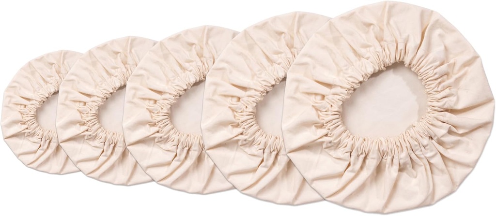 5-Pack Organic Bowl Cover Stretchable Reusable Linen Lids Food Storage Bowl Covers for Leftovers | 100% Cotton Cloth Machine Washable (S,M,L,XL,XXL)