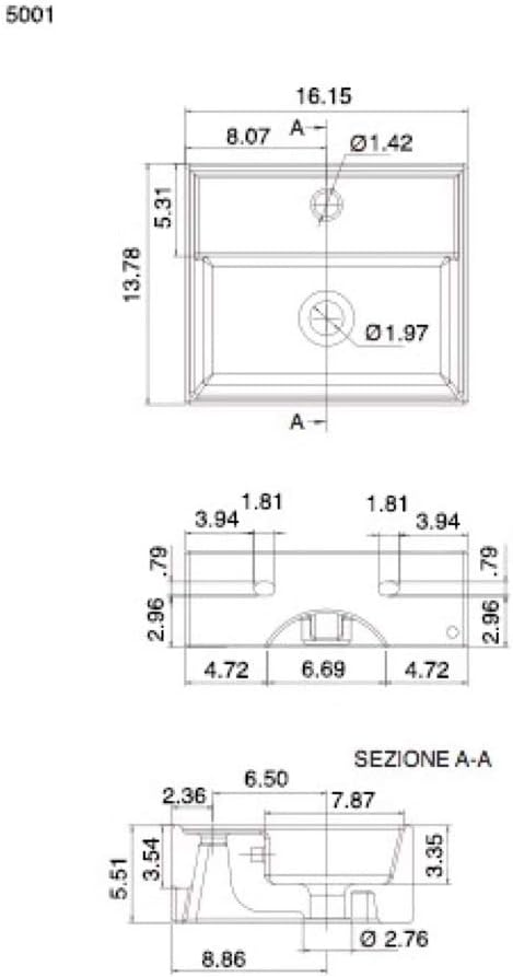 Scarabeo 3007-One Hole ML Rectangular Ceramic Self Rimming/Wall Mounted Bathroom Sink, White