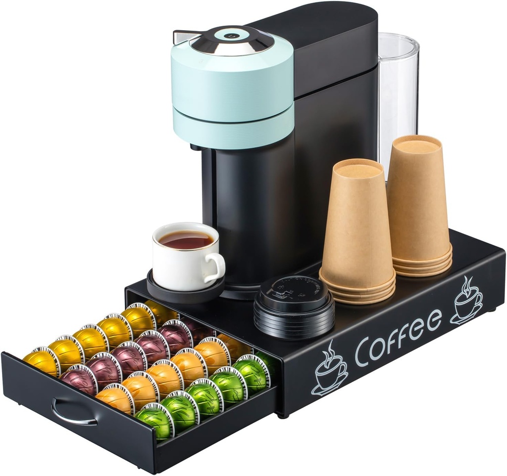 Rice rat Nespresso Pod Holder Pod Drawer Cabinet Pod Storage Rack For Counter,10.6'' Wide by 16.5'' Deep by 3.5'' High (30 Pods)