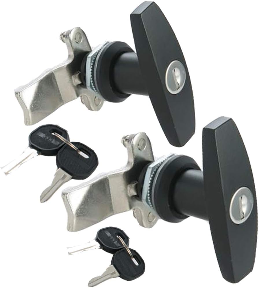 2PCS T Handle Lock Keyed Alike RV Garage Cabinets Letter-Box Drawer Black