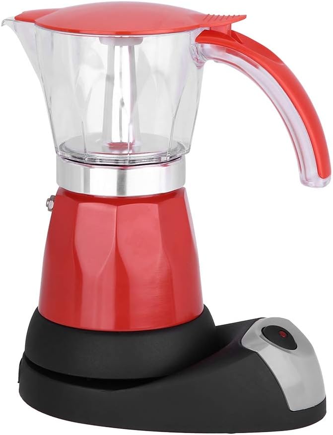 Aluminum Alloy Electric Coffee Pot, Electric Moka Pot, for Home for Office Making Coffee(red)