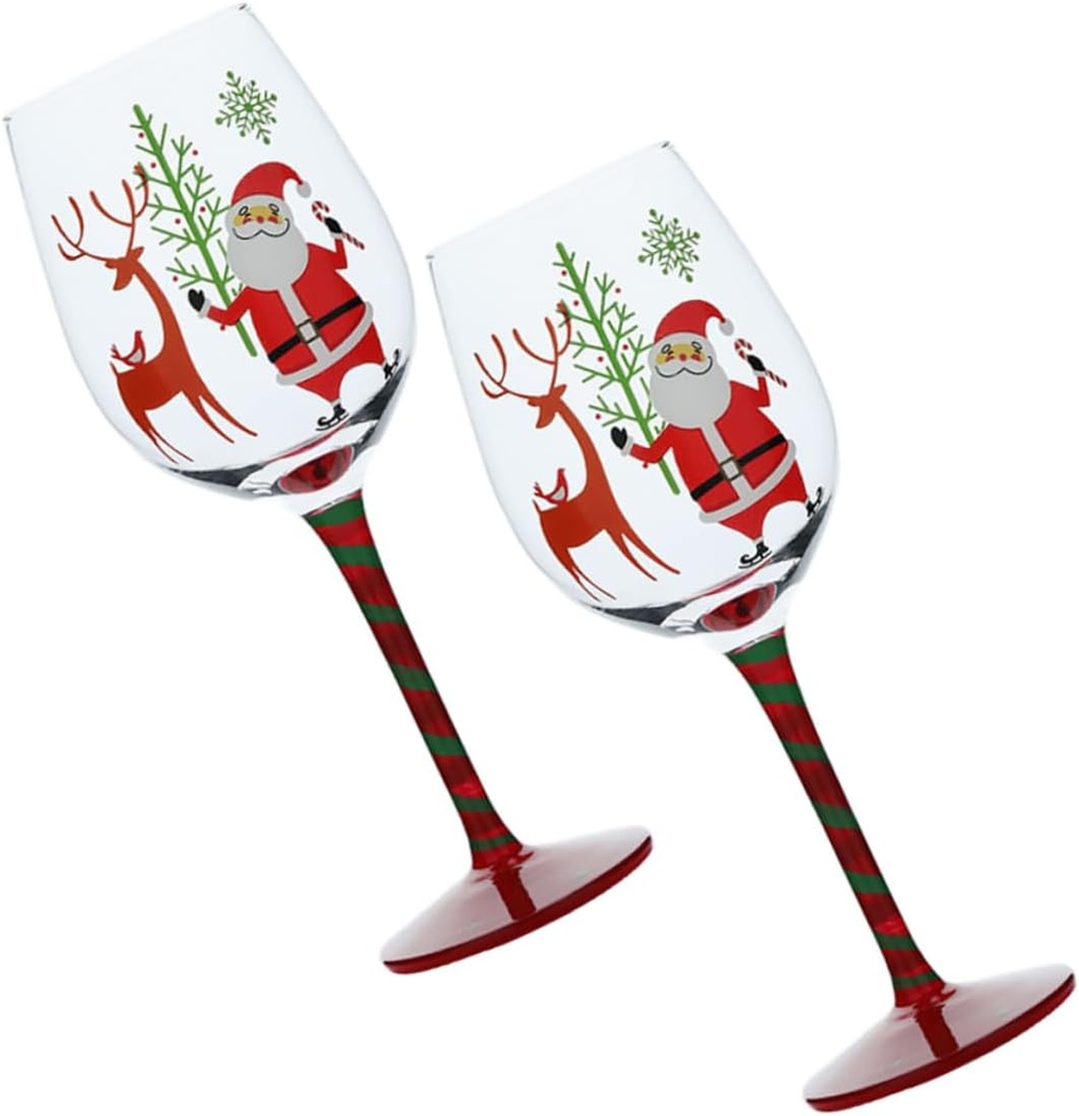 2pcs Christmas Wine Glasses Santa Claus Crystal Goblets for Holiday Parties Festive Drinkware for Weddings and Celebrations Elegant Design for Christmas Gatherings
