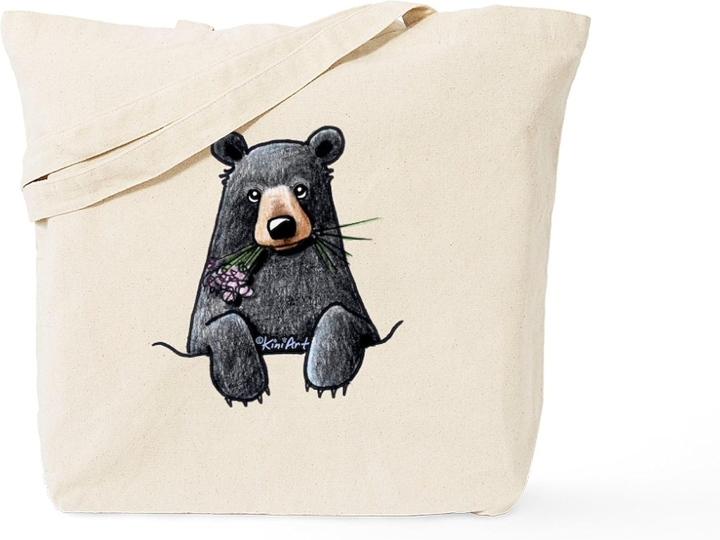 CafePress Pocket Black Bear Tote Bag Natural Canvas Tote Bag, Reusable Shopping Bag