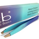 Zizzili Basics Tweezers - Limited Edition Aqua Ombré Slant Tweezer - Best Tweezers for Eyebrow, Hair Removal and Your Precision Needs