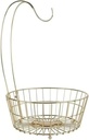 Gourmet Basics by Mikasa Geneva Countertop Fruit Basket with Banana Hanger – Gold-Finish Metal Storage Stand for Kitchen Organization & Produce Display